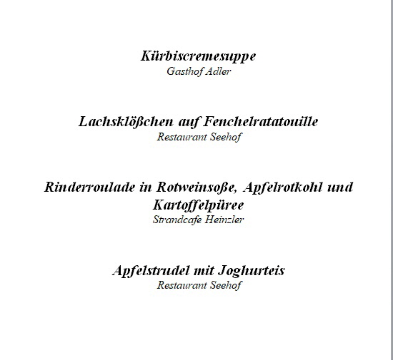 Speisefolge Wirtschaftsgeschichte